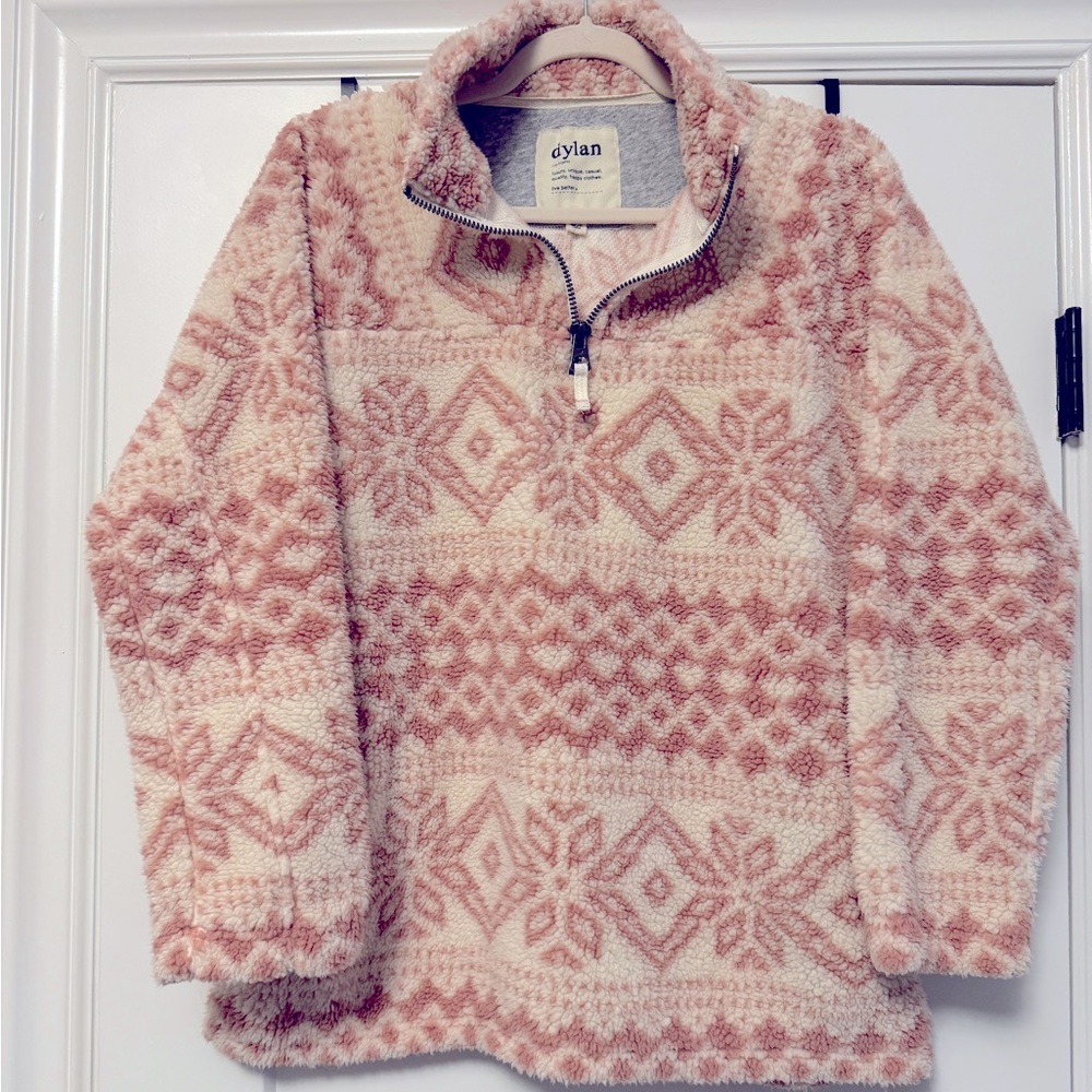 Dylan Pink and Cream Fleece Pullover